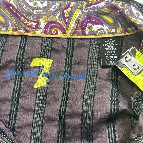 7 for all Mankind Button Down‎ Ruffle Front Long Sleeve Shirt Size Small Cotton - Picture 4 of 7